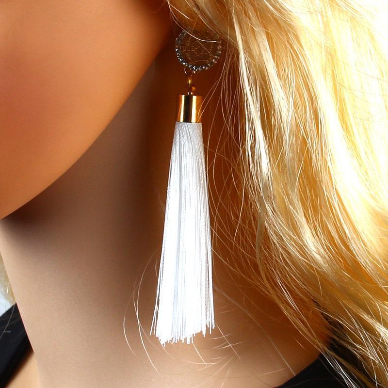 Vintage Rose Crystal Tassel Earrings Earrings