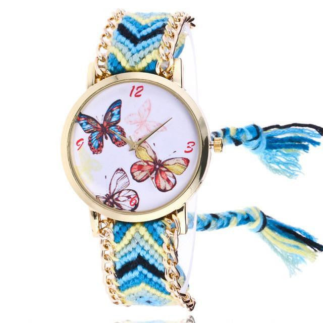 Woven Braided Bracelet Butterfly Watch D Watch