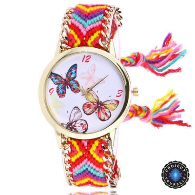 Woven Braided Bracelet Butterfly Watch E Watch