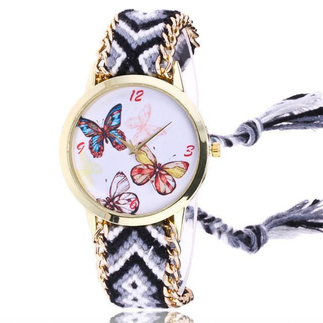 Woven Braided Bracelet Butterfly Watch F Watch
